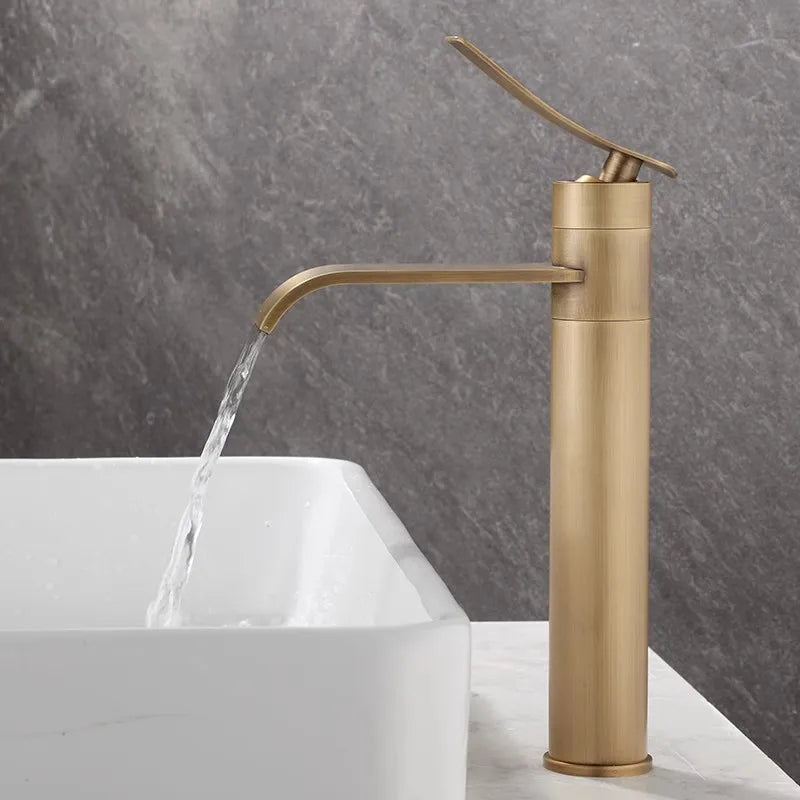 Afralia™ Bronze Bathroom Sink Faucet Hot & Cold Brass Basin Mixer Water Tap
