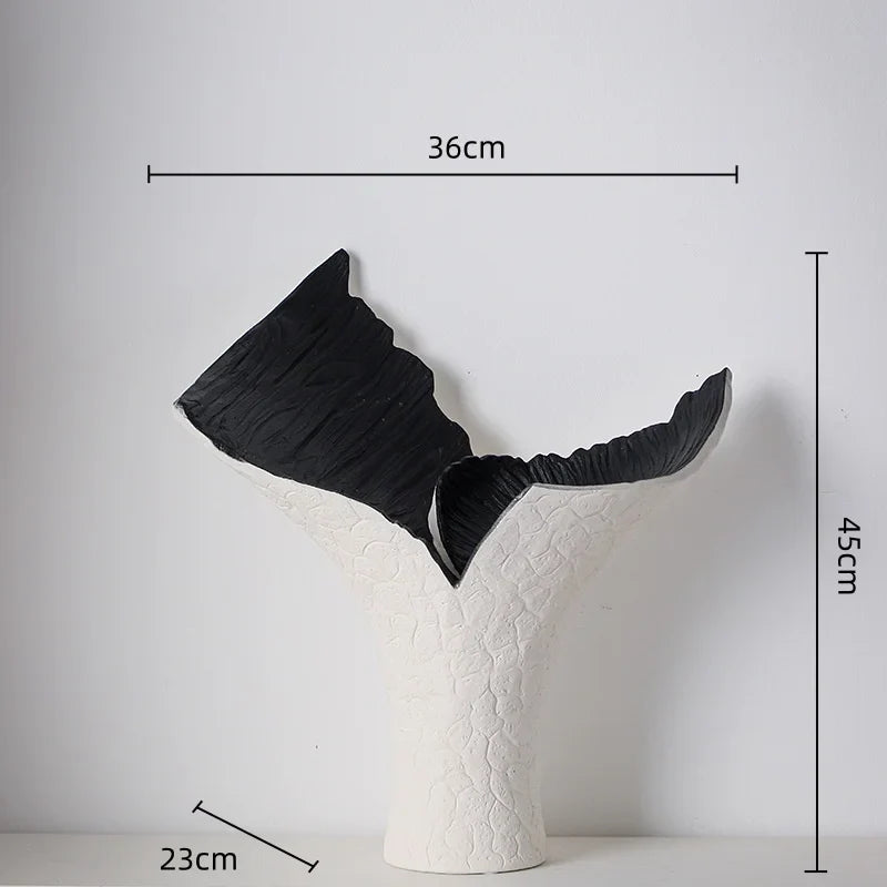 Afralia™ Black Gold Resin Handicrafts Display Vase Candlestick Home Decor