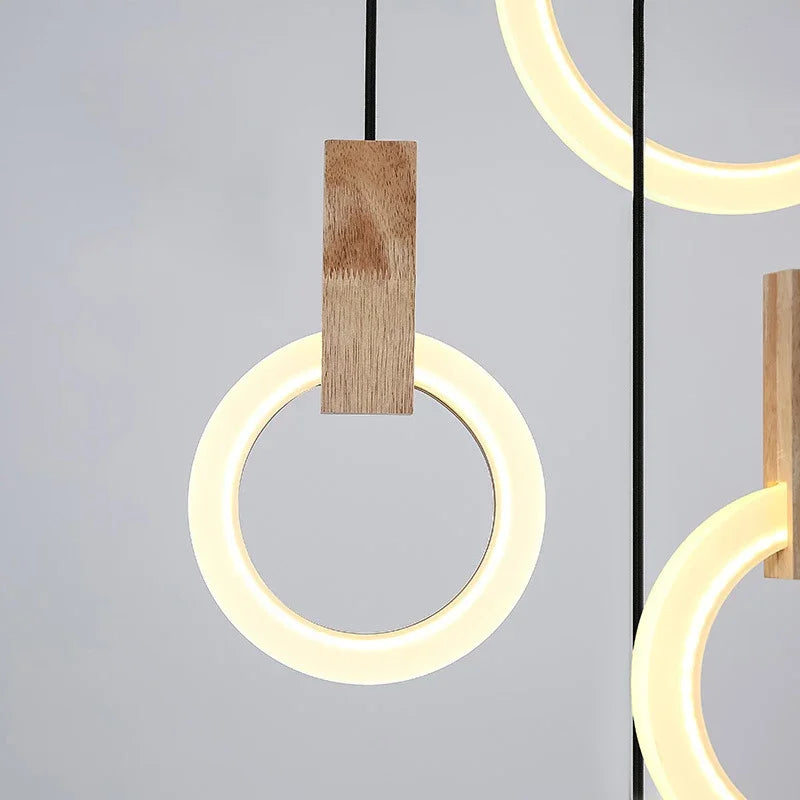 Afralia™ LED Wood Stair Chandelier: Modern Nordic Living Room Ceiling Pendant Lights