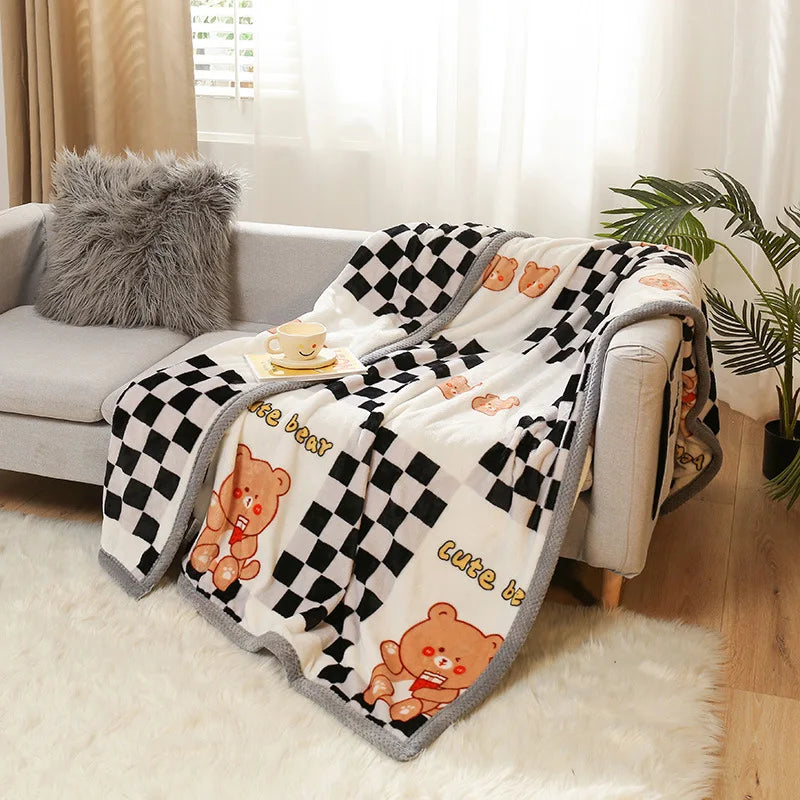 Afralia™ Cartoon Flannel Blanket: Soft & Skin-Friendly for Summer & Autumn Beds.