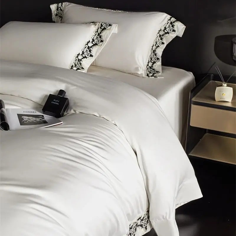 Afralia™ Luxury Embroidery Bedding Set: Soft, Silky, Breathable 4Pcs Set