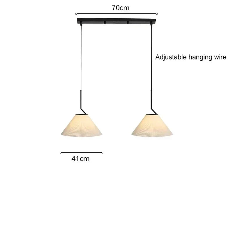 Afralia™ Cream LED Pendant Light Nordic Pleated Chandelier for Home Decoration