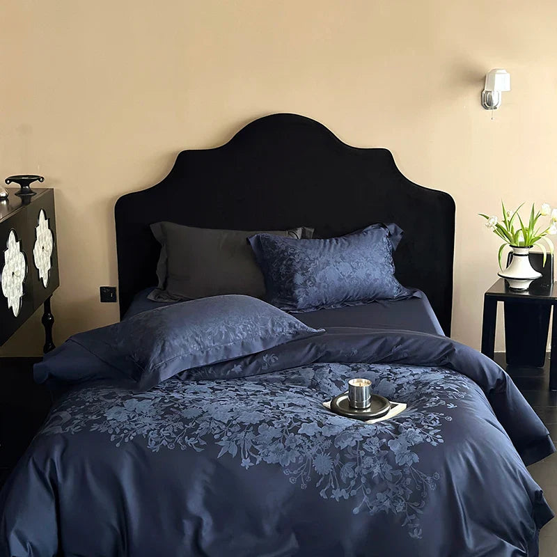 Afralia™ Silk Jacquard Egyptian Cotton Bedding Set with Duvet Cover, Sheet, Pillowcases