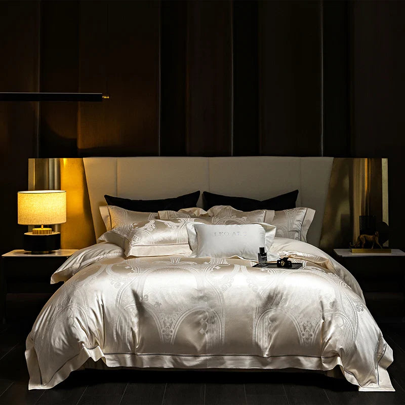 Afralia™ Silky Satin Jacquard Egyptian Cotton Luxury Duvet Bedding Set