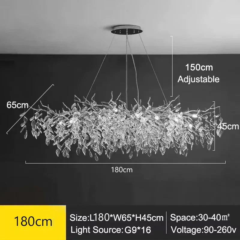 Afralia™ Crystal Branches Ceiling Chandelier LED Pendant Lights for Living Dining Bedroom