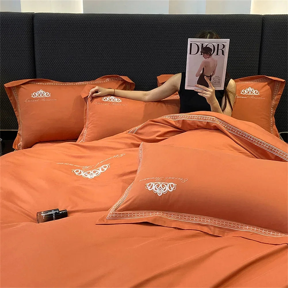 Afralia™ 1200TC Egyptian Cotton Bedding Set - King/Queen Size, Solid Color