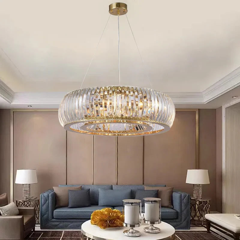 Afralia™ Crystal Luxury Chandeliers Gold Round Oval Style Home Decoration