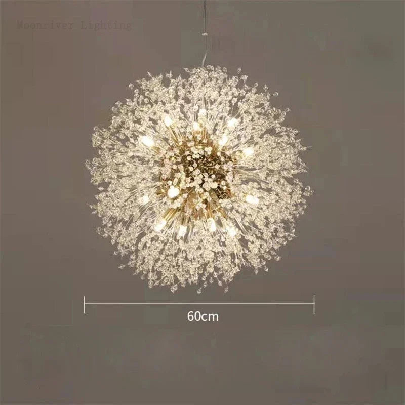 Afralia™ Luxury Crystal Dandelion Chandelier for Modern Living Room, LED Pendant Light
