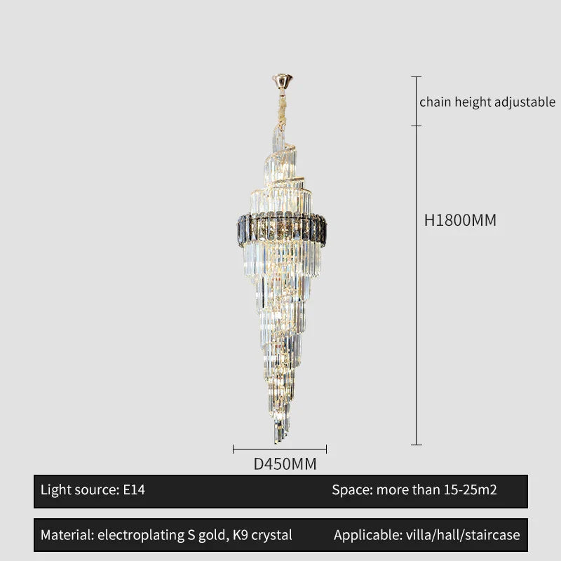 Afralia™ Spiral Staircase Chandelier: Luxury Postmodern Loft Light for Hotel, Villa, KTV