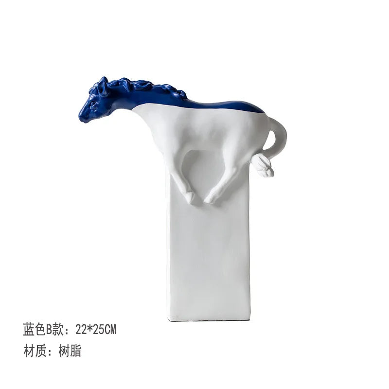 Afralia™ Resin Horse Statue Abstract Sculpture Figurine Home Decor Art Ornament