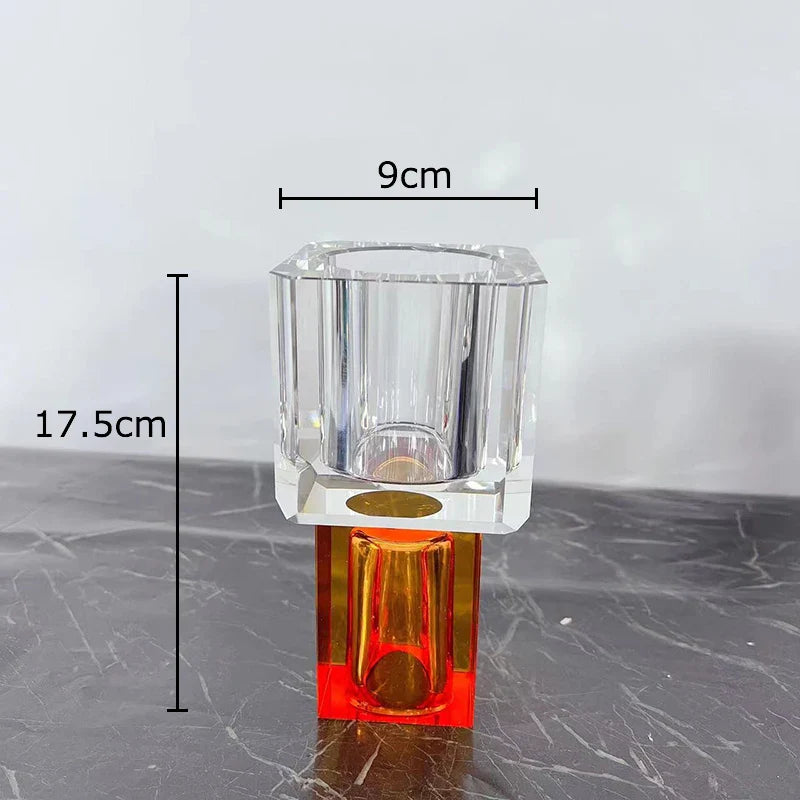 Afralia™ Geometric Square Glass Vase Artificial Flowers Modern Floral Arrangement