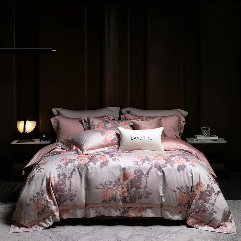 Afralia™ Vintage Luxury Jacquard Egyptian Cotton Bedding Set with Duvet, Sheet and Pillowcase