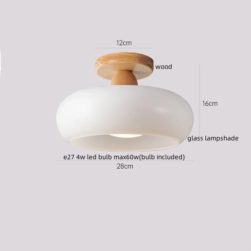 Afralia™ Glass LED Ceiling Lamp Copper Walnut Modern Living Room Lighting Fixtures