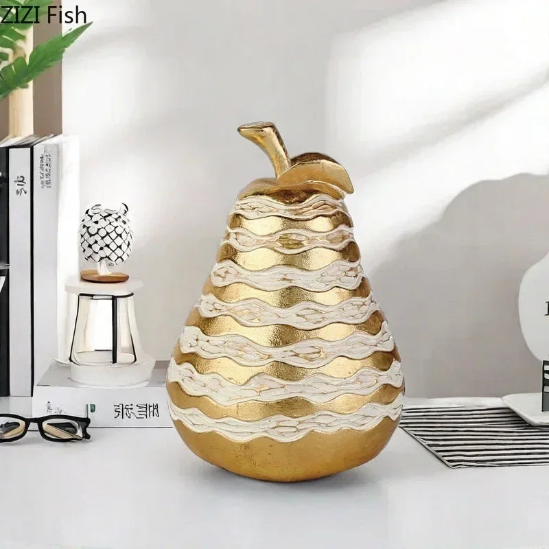 Afralia™ Golden Pineapple Resin Sculpture Desk Decoration Art Statuette