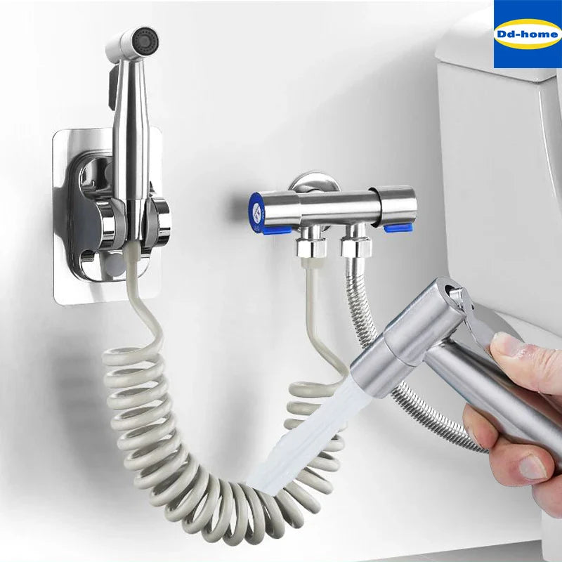 Afralia™ Stainless Steel Bidet Sprayer Set with Self-Cleaning Nozzle.