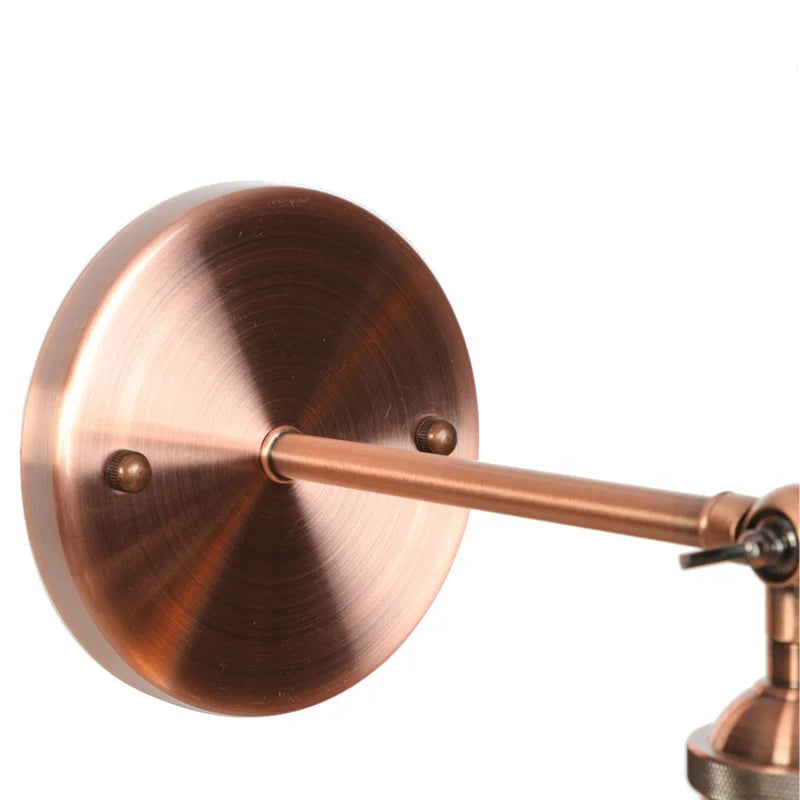 Afralia™ Red Bronze LED Wall Lamp with Pull Chain Switch and Clear Glass