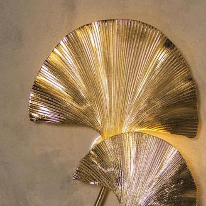 Afralia™ Ginkgo Leaf Gold Wall Lamp for Hotel Bedroom and Corridor