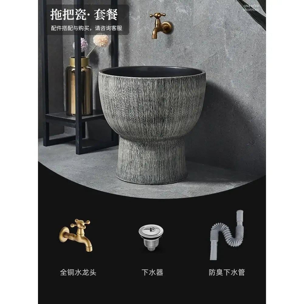 Afralia™ Retro Outdoor Ceramic Basin Column Wash Basin for Bathroom Sinks