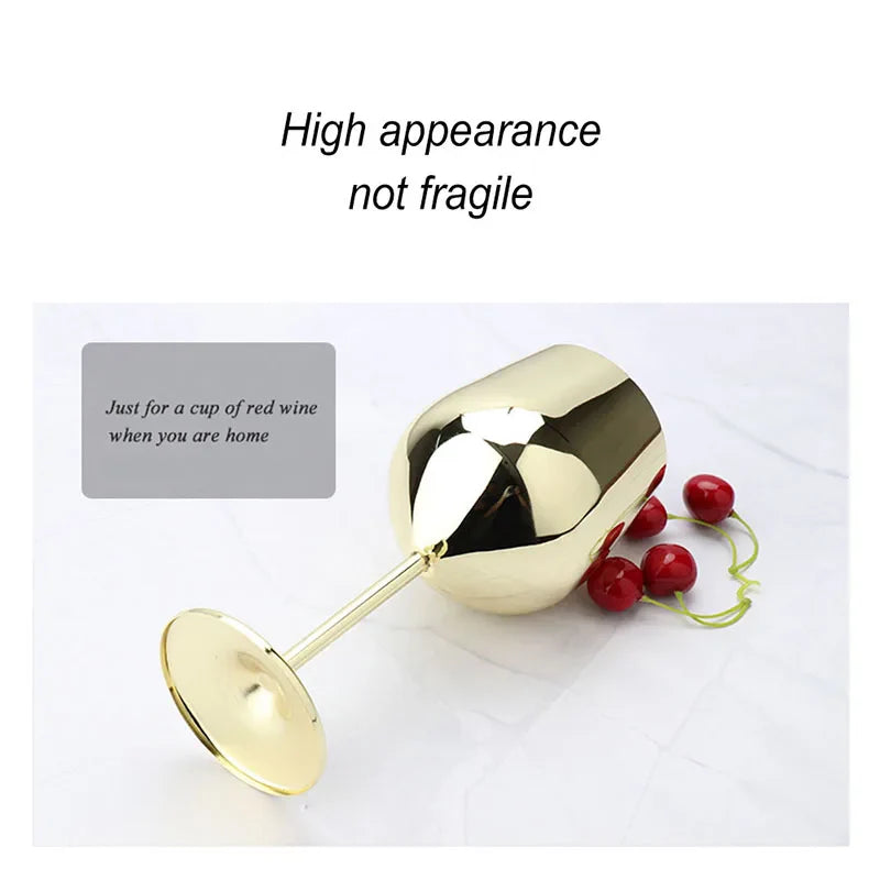 Afralia™ Stainless Steel Red Wine Glass, Large Capacity Goblet, Drum Shape, 500ml