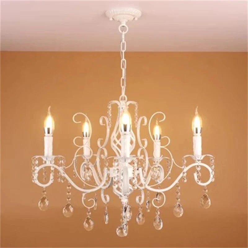 Afralia™ White Iron Chandeliers with Crystal Pendants - Classic Vintage Design for Elegant Spaces