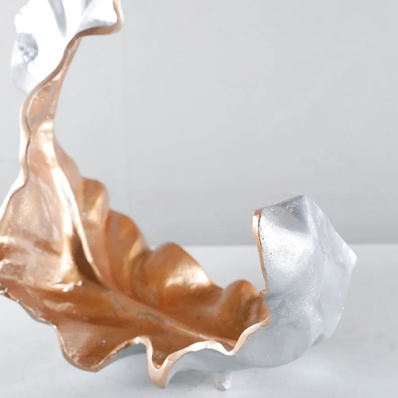 Afralia™ Resin Leaf Fruit Bowl Curved Dead Leaf Tray Figurines Home Decor