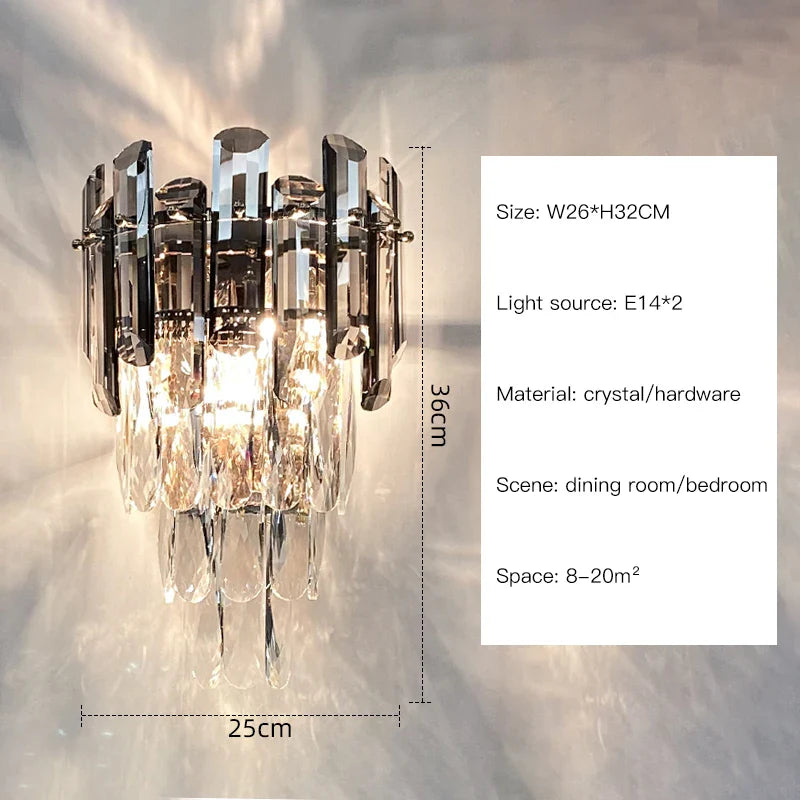 Afralia™ Crystal Gold LED Wall Sconce - Modern Luxury Wall Lamp for Living Room Bedroom Stairs
