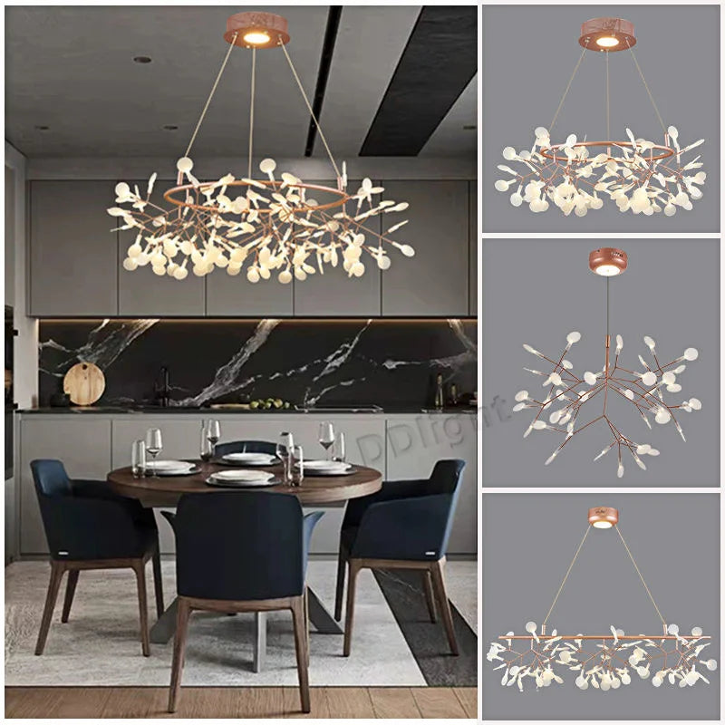 Afralia™ Firefly LED Chandelier: Modern Luxury Rings Pendant Lamp for Living Room & Kitchen