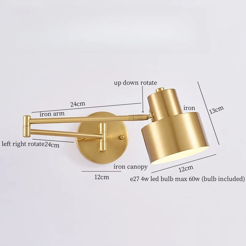 Afralia™ Swing Arm LED Wall Light for Bedroom Kitchen Living Room Mirror Bedside Lamp