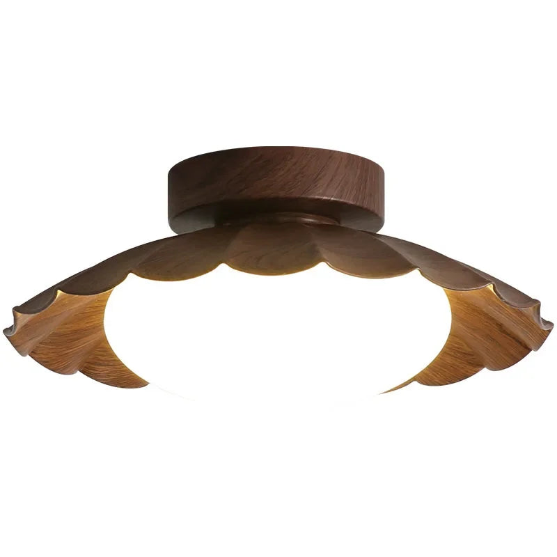 Afralia™ Walnut Wood Grain Retro Ceiling Light for Corridor Wardrobe & Entrance