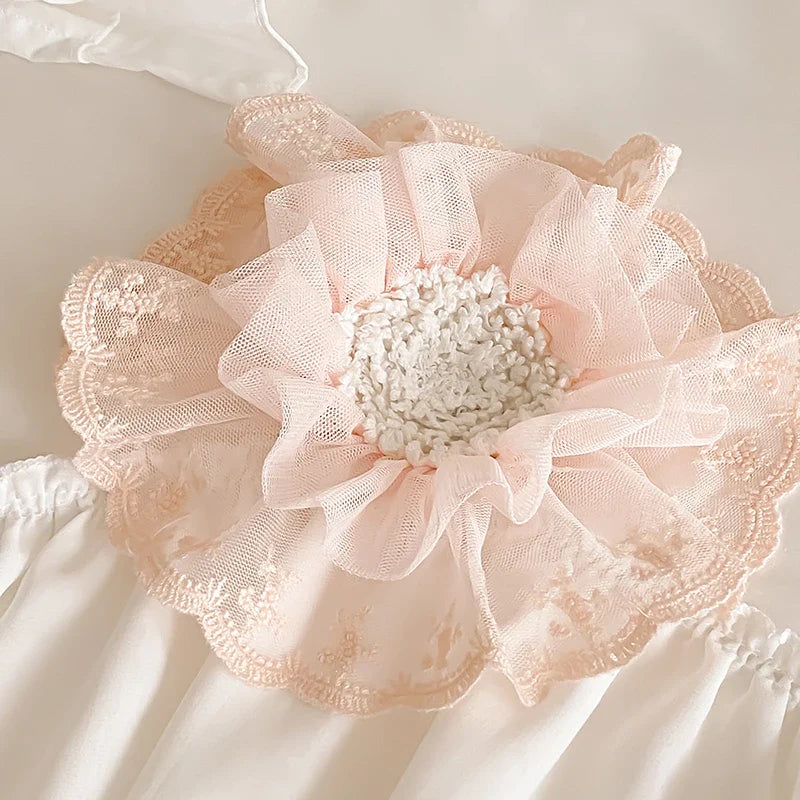 Afralia™ Lace Ruffles Flowers Embroidery 4Pc Egyptian Cotton Bedding Set