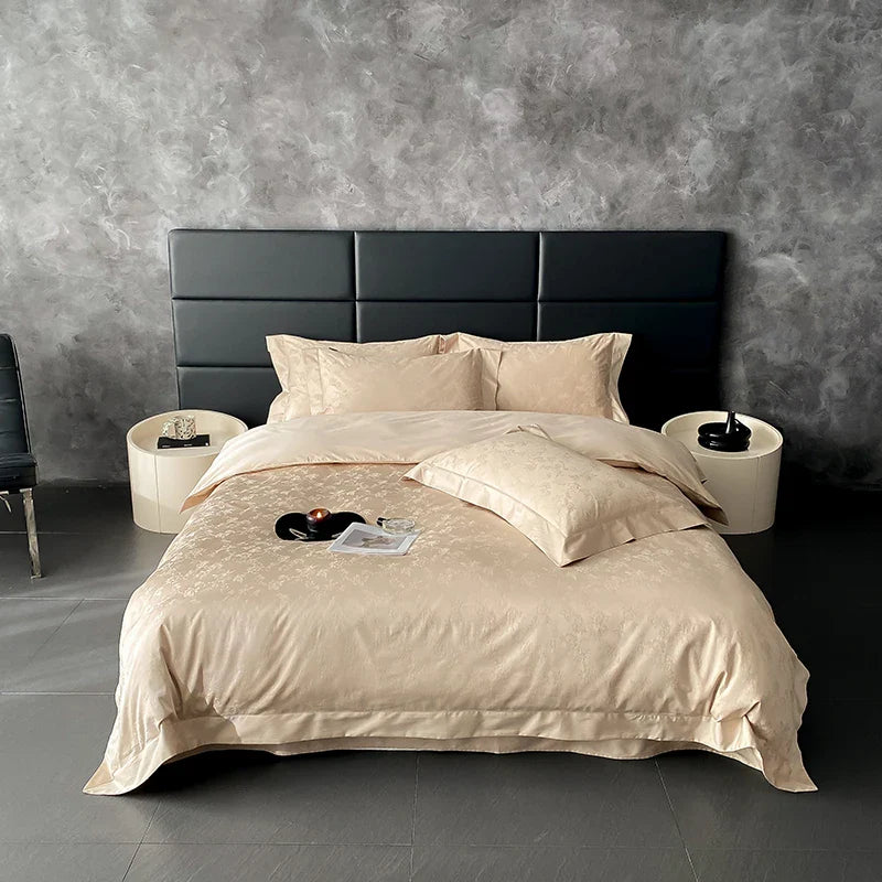 Afralia™ Satin Jacquard Bedding Set, Luxury Purple Flowers, Duvet Cover, Bed Sheet