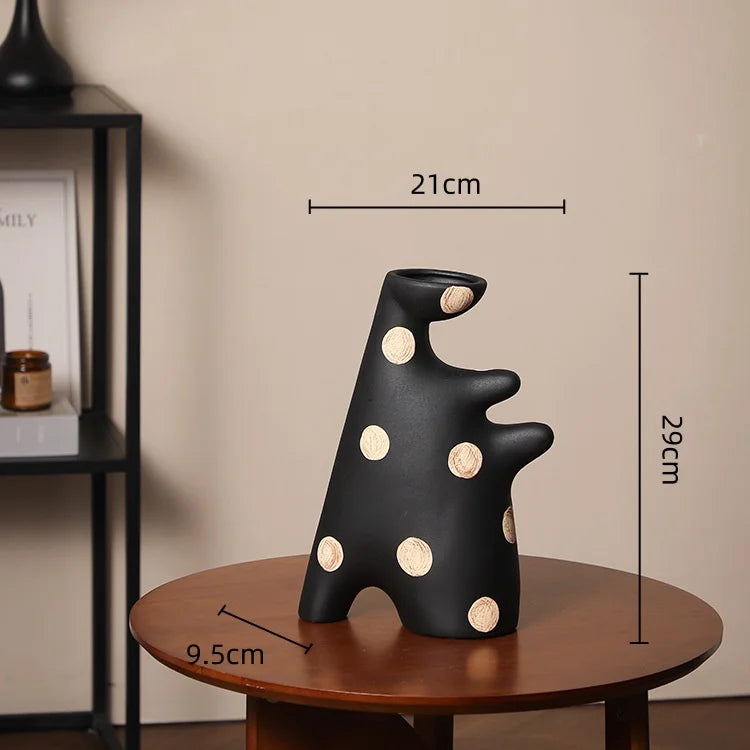 Afralia™ Polka Dot Geometric Vase: Handmade Ceramic Flowerpot Home Decor