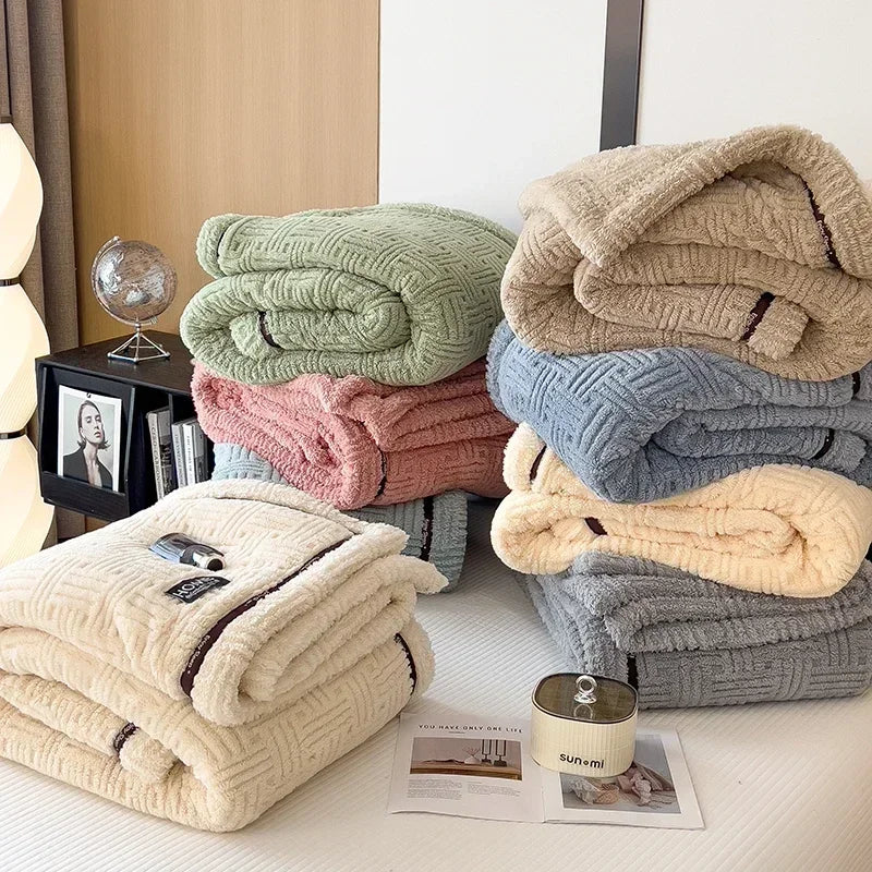 Afralia™ Cozy Fluffy Fleece Blanket for Autumn Winter, Soft Warm Maternal Child Bed Sofa Cover