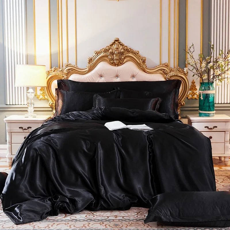Afralia™ Luxe Satin Silk Duvet Cover Set | Soft Skin-Friendly Comforter with Pillowcase