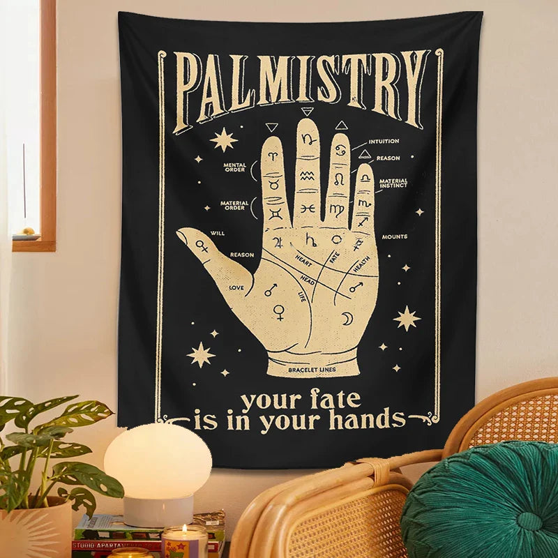 Afralia™ Palmistry Tapestry Wall Hanging: Retro Witchcraft Bohemian Art for Home Decor