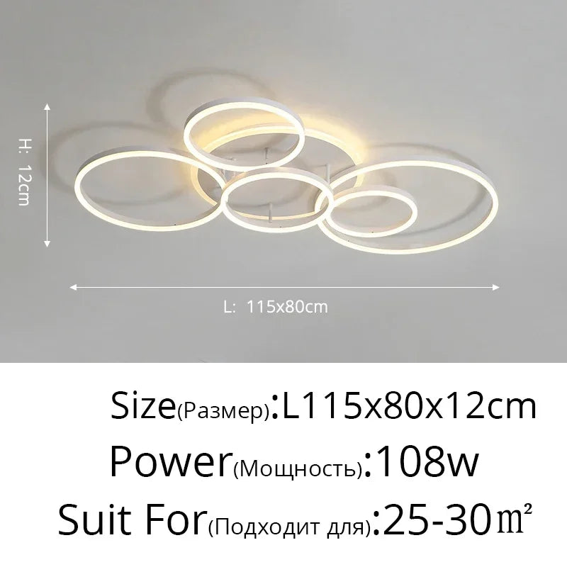 Afralia™ Nordic Ring Dimmable LED Ceiling Chandelier for Home Design Lighting