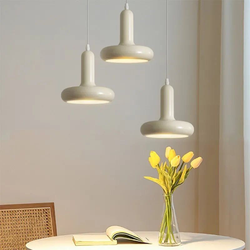 Afralia™ Disc Shaped LED Pendant Light in Cream White Green for Bedroom Living Rooms