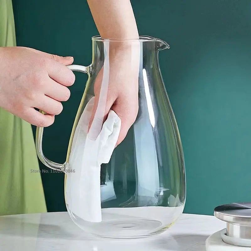 Afralia™ Glass Water Pitcher with Lid - 2500ml Beverage Carafe