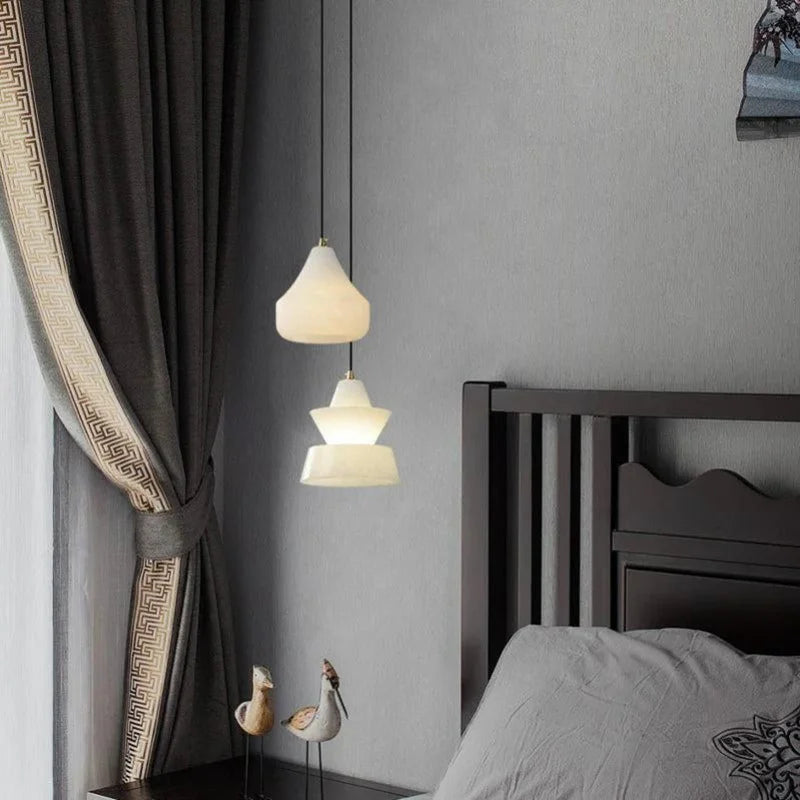 Afralia™ Alabaster Pendant Lights LED Designer Hanging Lamps For Living Room