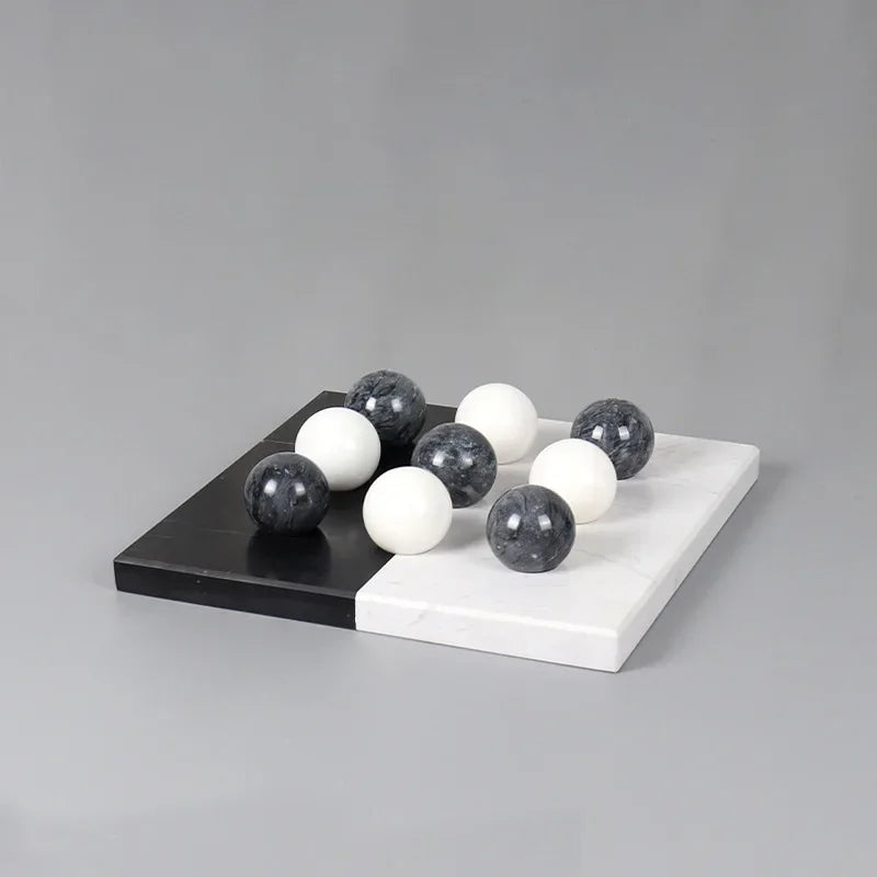 Afralia™ Geometric Chess Marble Ornament Set for Stylish Home Decor
