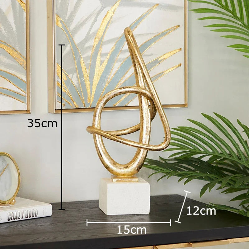 Afralia™ Twisted Line Gold Sculpture: Modern Desk Decor & Room Aesthetics