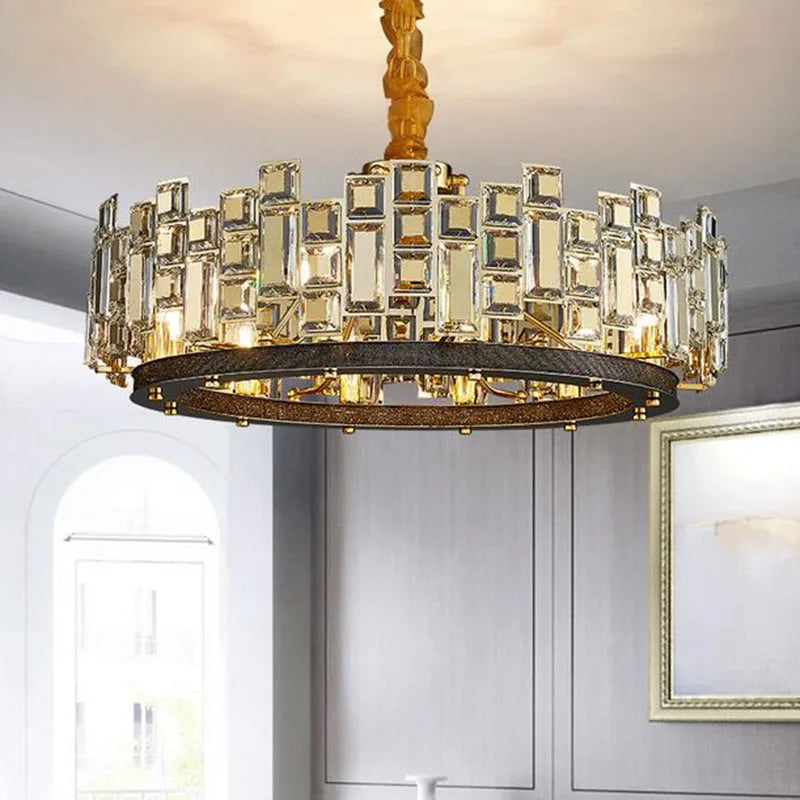 Afralia™ Gold Chain LED Crystal Chandelier for Luxurious Living Room Lighting