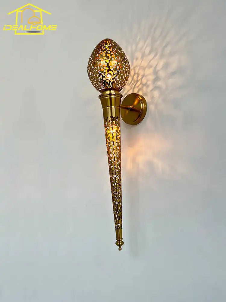 Afralia™ Exotic Torch LED Wall Lamp Gold Lustre, Ideal for Restaurants, Hotels, and Villas.