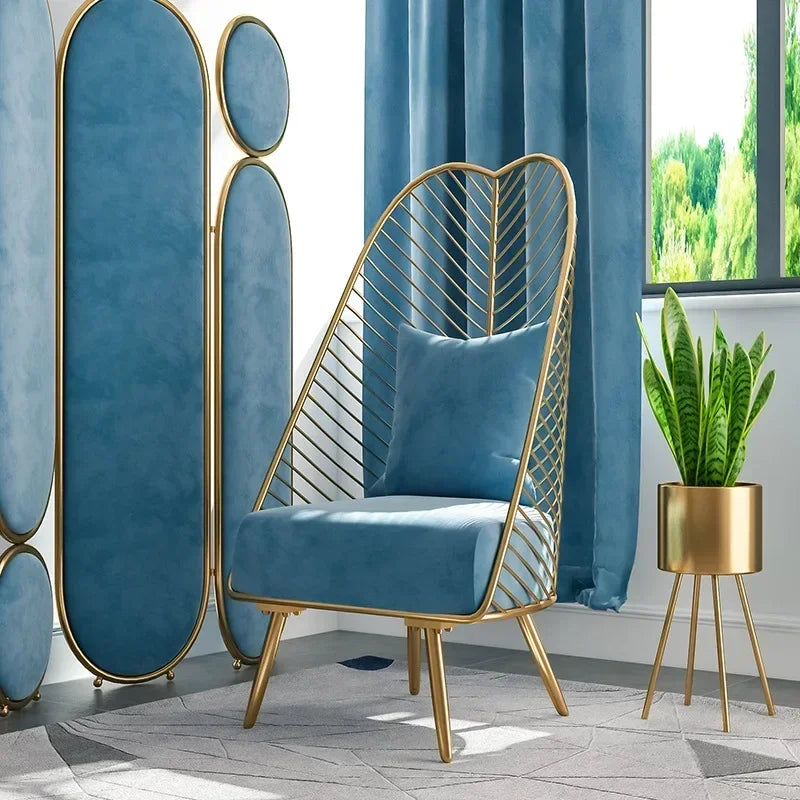 Afralia™ Nordic Pink & Coffee Gold Wire Chair: Modern Living Room Comfort with Style