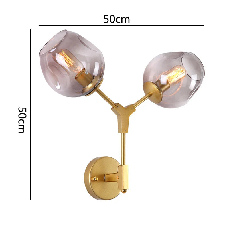 Afralia™ Vintage Loft Double Heads Glass Wall Light for Bedroom Living Room