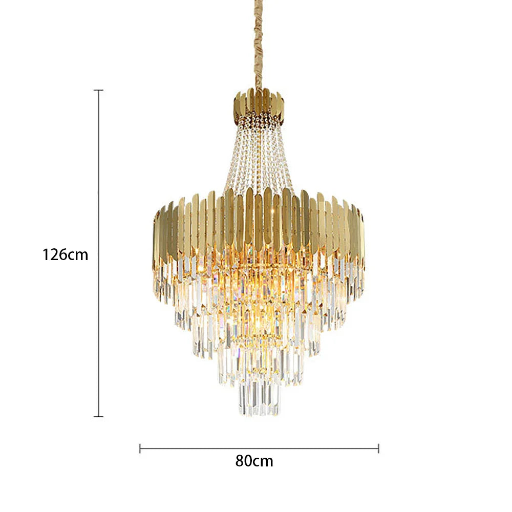 Afralia™ Modern Golden Crystal Pendant Chandelier for Luxurious Living Room Decor
