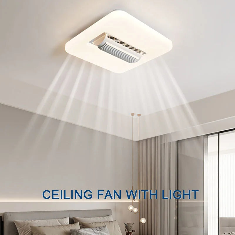 Afralia™ Bladeless Ceiling Fan Light with LED, 3 Color, 6 Speeds Silent Operation