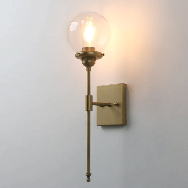 Afralia™ Mid-Century Modern Vanity Light Sconce, Antique Brass Finish Glass Globe