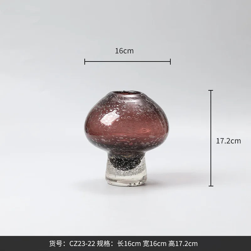 Afralia™ Geometric Mushroom Flower Vase Home Decor Sparkling Glass Bottle