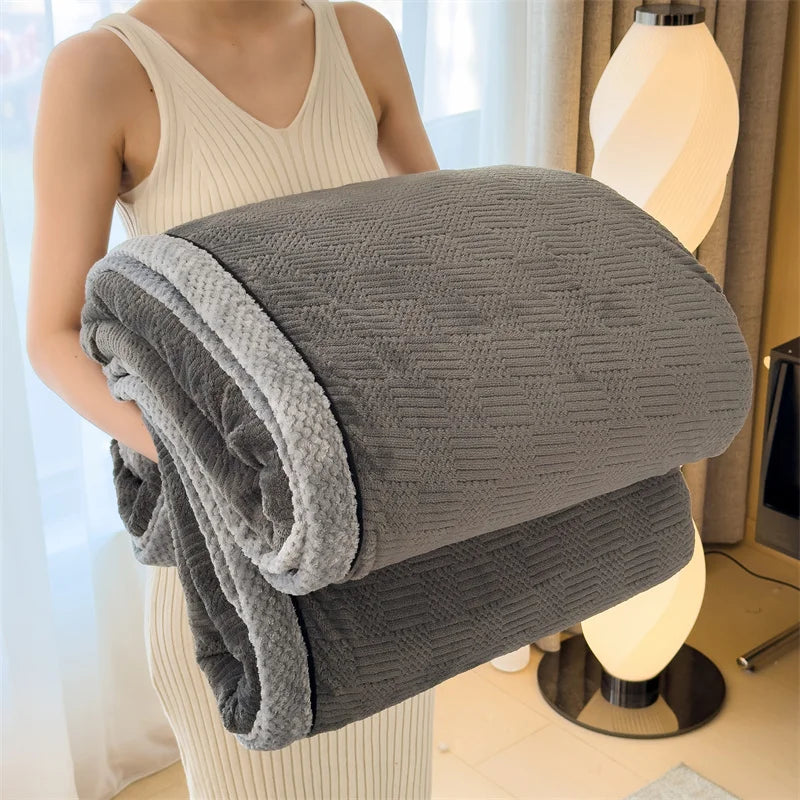 Afralia™ Cozy Carved Velvet Blanket | Warm, Soft & Breathable | Autumn Winter Sofa Bed Throw